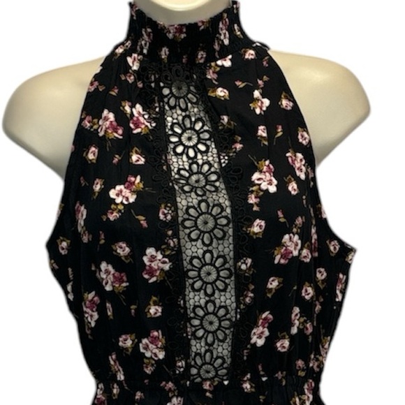 Heart Heels Women's Smocked Neckline Godet Skirt Sleeveless Mini Dress Size M - Picture 3 of 8